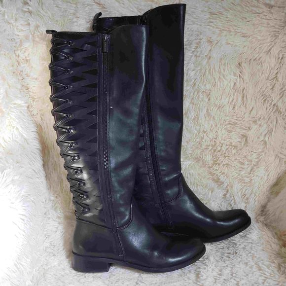 NWOT Gianni Bini leather knee high riding boots/motorcycle w accents & studs - Picture 1 of 15